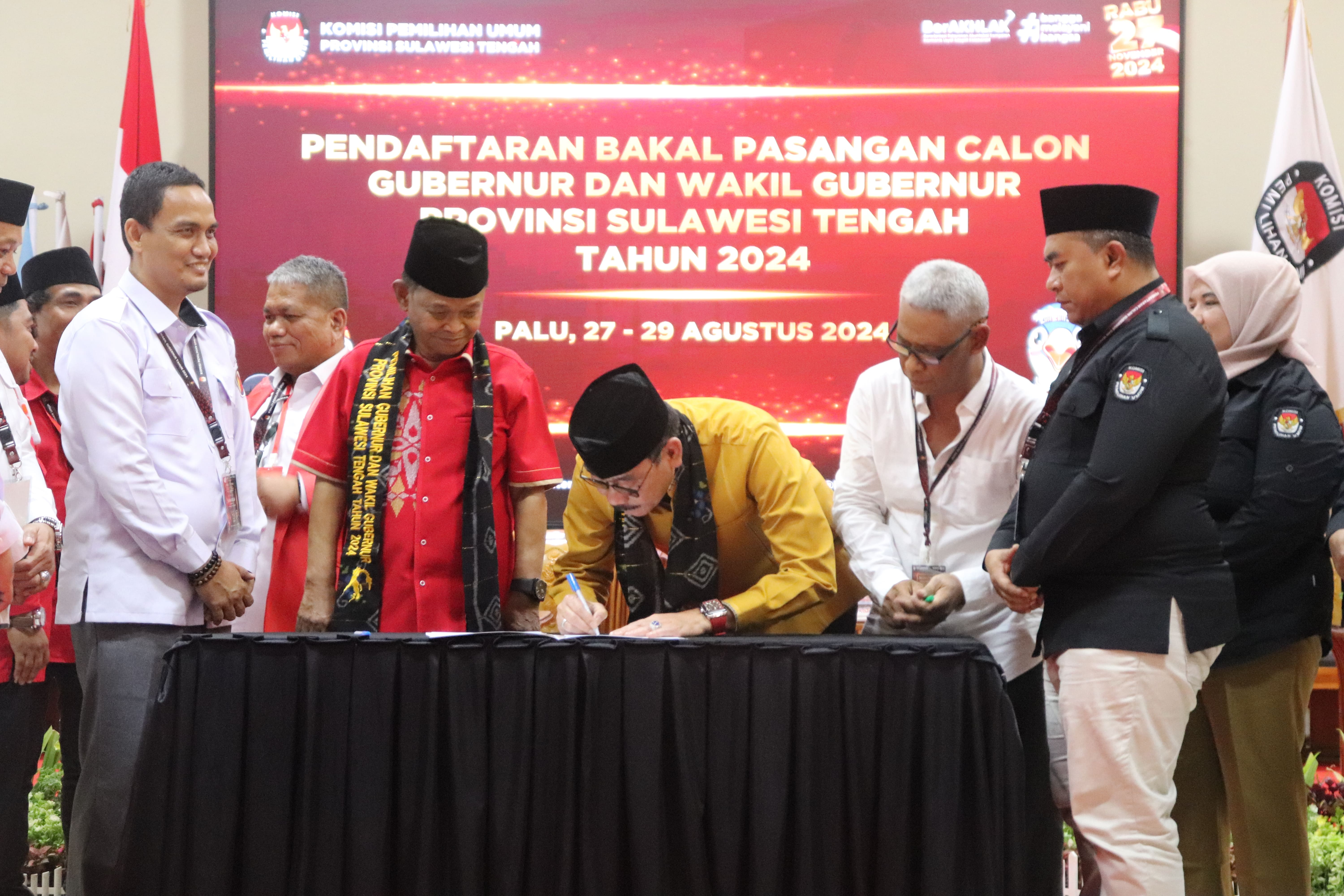 Pendaftaran Bakal Pasangan calon Gubernur dan wakil Gubernur Provinsi Sulawesi Tengah tahun 2024